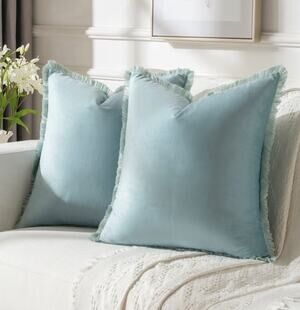 FUTEI Aqua Velvet Decorative Throw Pillow Covers 22x22 Set of 2